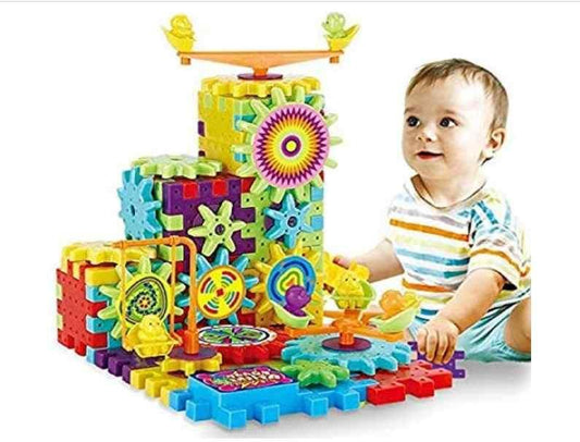 Battery Operated 81pcs Rotating Building Blocks with Gears for STEM Learning