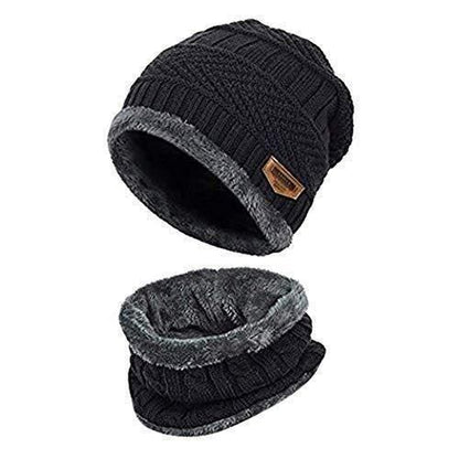 Unisex Woolen Cap Set Beanie and Scarf Set, Neck Warmer, Knit Hat